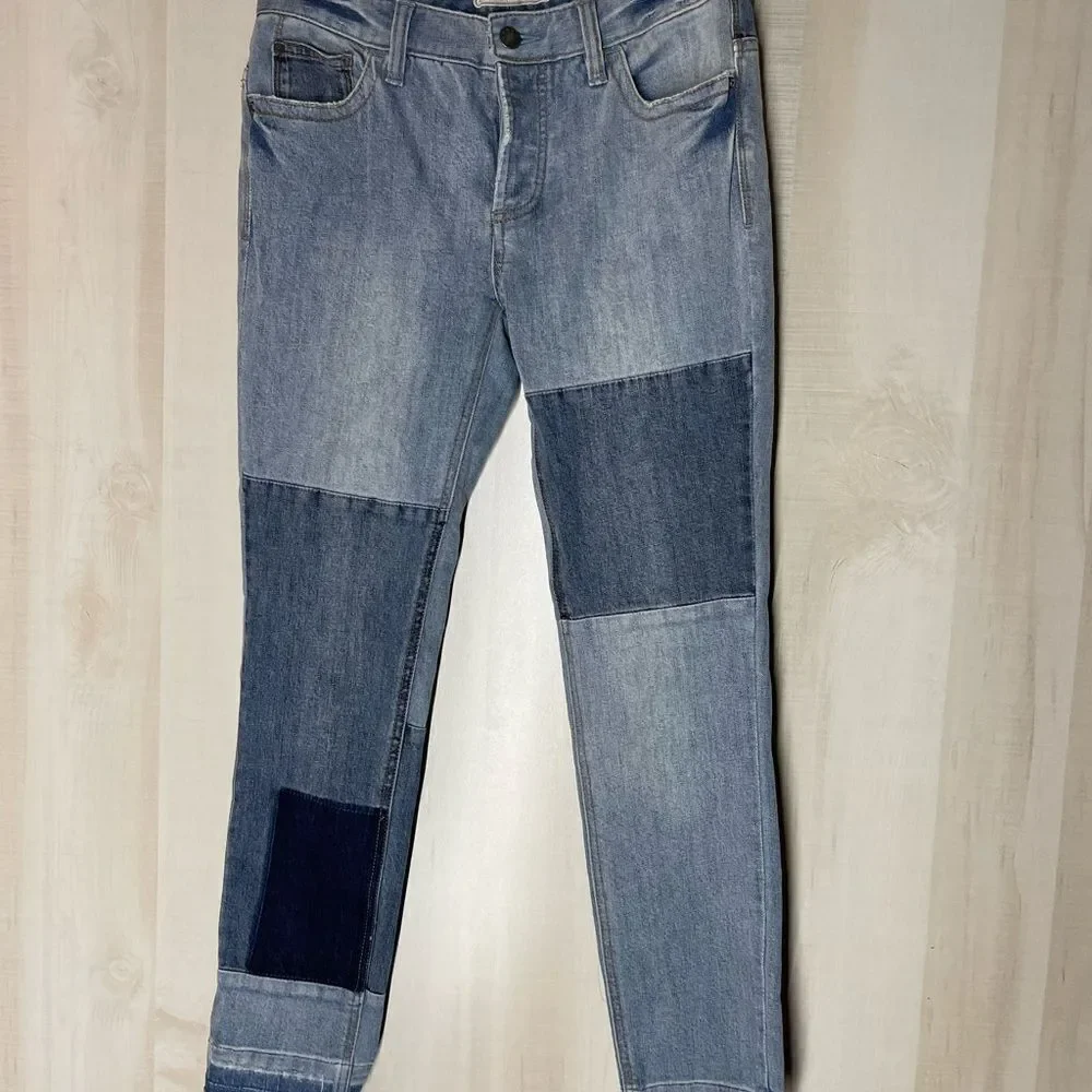 Free People patchwork‎ button fly denim jeans, size 27